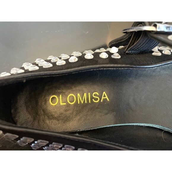 Olomisa Black Rhinestones Ballet Flats for Women Shoes SZ 9 Mary Jane Flats - Picture 4 of 12